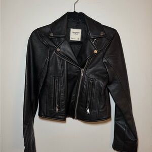 Abercrombie & Fitch Black Faux Leather Moto Jacket